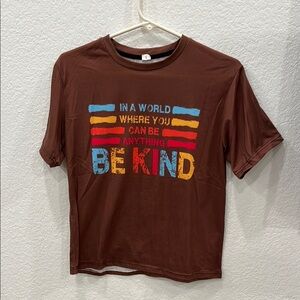 Brown Short Sleeve Tee with Colorful Graphic Design